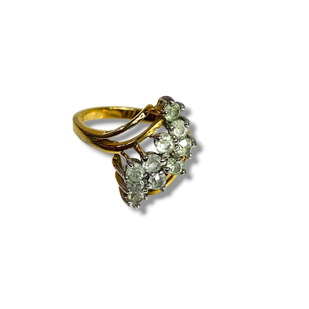 Vintage PAD 18KT Gold Filled Cluster Ring Rhinestone Clear Size 6.5